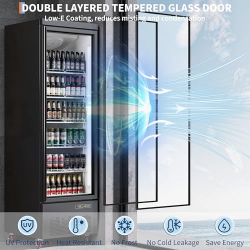 Image of Garvee 17.7 Cu.Ft Commercial Beverage Refrigerator, Glass Door Cooler | Rapid cooling, adjustable shelves, clear glass display, quiet compressor, lockable door, professional support