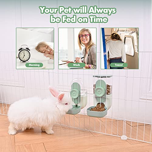 RUBYHOME Pets Food Hanging Bowl for Crates & Cages Hanging Pet Cage Feeder for Small Animals Cats Puppies Ferrets Rabbit Automatic Feeder (Green)