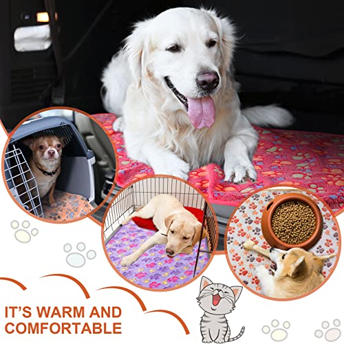 4 Pcs Pet Blanket Dog Puppy Blanket Paw Print Fleece Blanket For Small Medium Large Pet Dog Cat Warm Soft Sleep Mat Guinea Pig Cage Liners Blanket (White, Coffee, Pink, Purple, 24 X 47 Inch) #TOP5