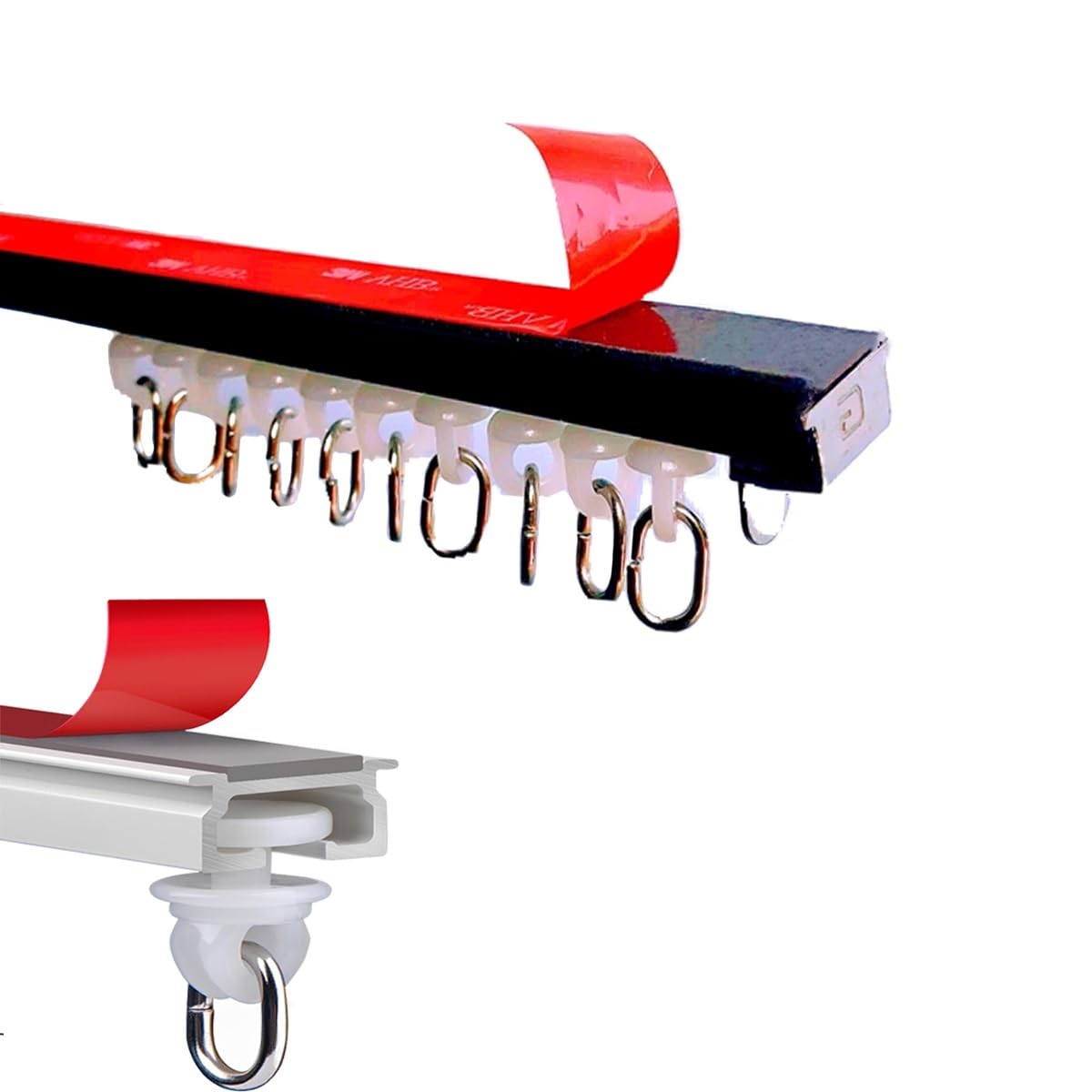 Tringle à rideaux en aluminium noir haut de gamme de 90 cm avec système de rail silencieux