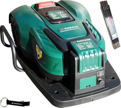 HEADNMORE® Bundle Parkside® Smart PAMRS 1000 - Robot cortacésped (20 V, incluye metro y llavero)