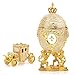 Decorative Cream Royal Easter Egg Replica and Yellow Coronation Egg Replica with Vintage Trinket Box Carriage