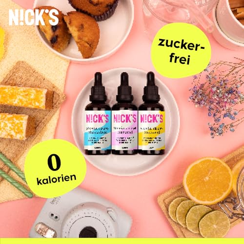 NICKS Stevia Flüssig Flavour Drops Karamell (50ml) Keto Zuckerfreie Tafelsüße ohne Kalorien, Low carb Zuckerersatz, Süßstoff, Flüssigsüße, Alternative zu Zucker, Süßungsmittel mit Pipette