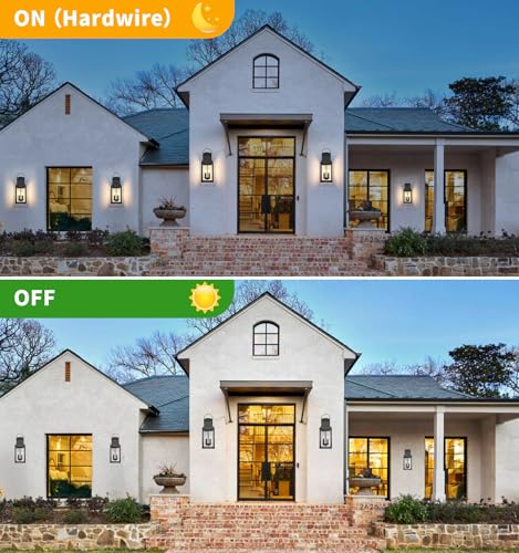 Image of 20'' 2 Pack Outdoor Wall Sconce Lights, Large Black Exterior Porch Lantern