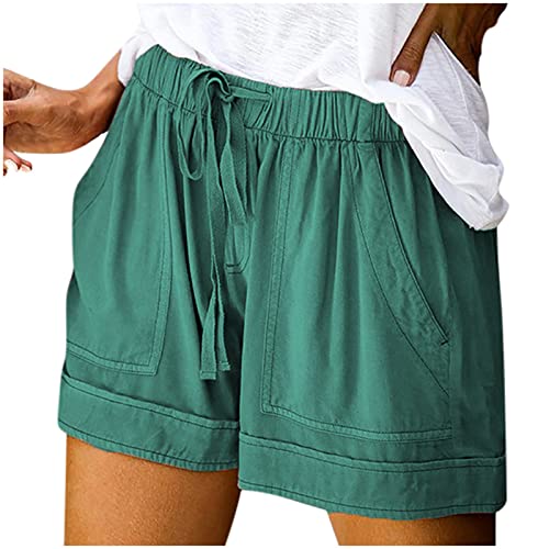 Shorts For Women Trendy Summer Drawstring Elastic Waist Shorts Lightweight Lounge Sweat Shorts With Pockets #TOP1