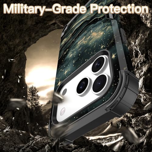 LONTECT for iPhone 17 Pro Case Glow in the Dark Three Layer Heavy Duty Shockproof Hard PC+Soft Silicone Rugged Full Body Protective Case,Dark Night - image 5