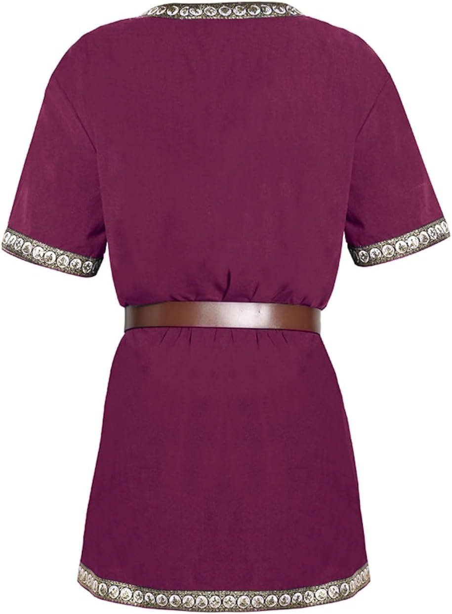 Runcati Mens Medieval Costume Halloween Renaissance Tunic Viking Knight Pirate Warrior LARP Shirts - Image 2