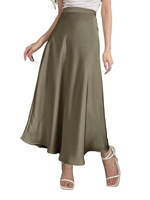 Solid Color Elegant Long Skirt Womens Basic Versatile Trendy Skirt