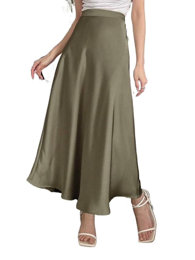 Solid Color Elegant Long Skirt Womens Basic Versatile Trendy Skirt