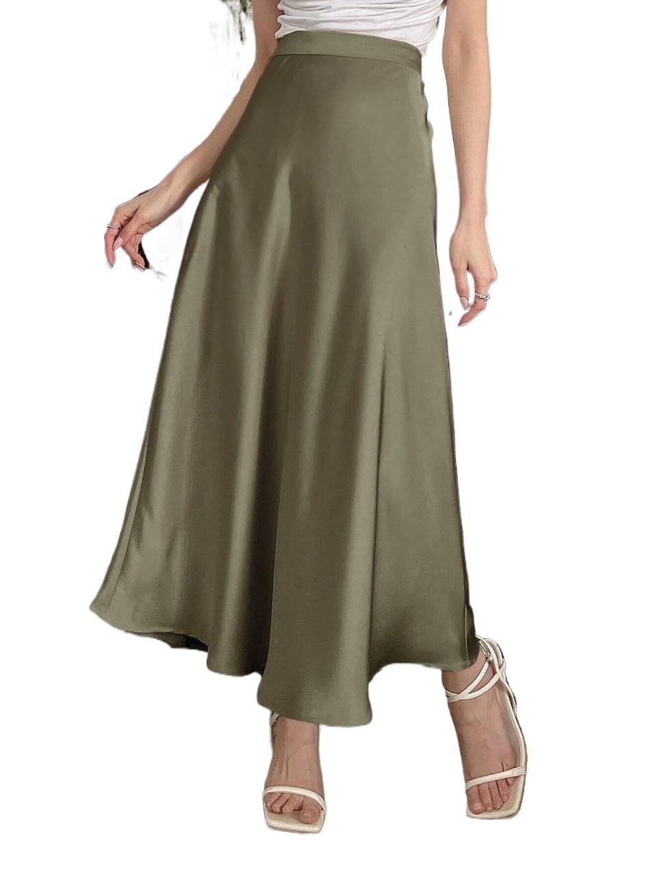 Solid Color Elegant Long Skirt Womens Basic Versatile Trendy Skirt