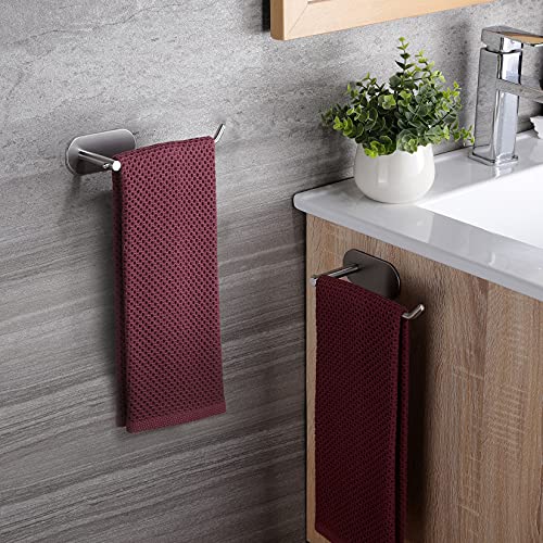 Image of SUNTECH Line Series T-1 Towel Rings 2 Packs Hand Towel Holder Self Adhesive Stick on Wall, Small Towel Rack Bar & Toilet Paper Holder for Kitchen or Bathroom, Compatible Design