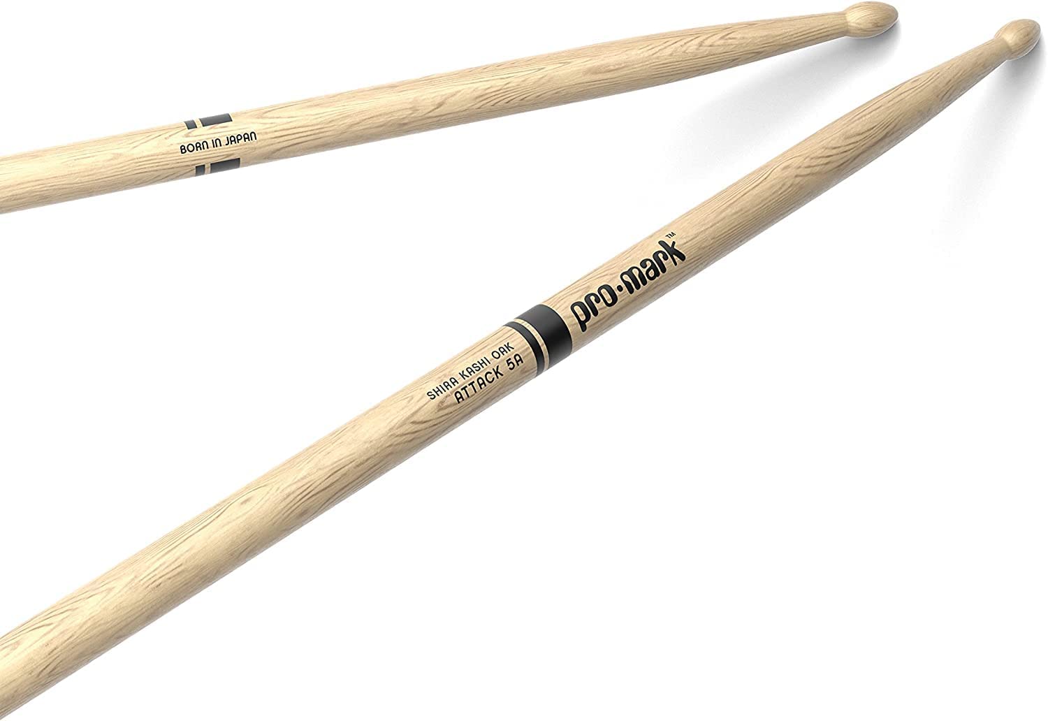 ProMark Classic Attack 5A Shira Kashi Oak Drumstick, Oval Wood Tip, 4-Pack