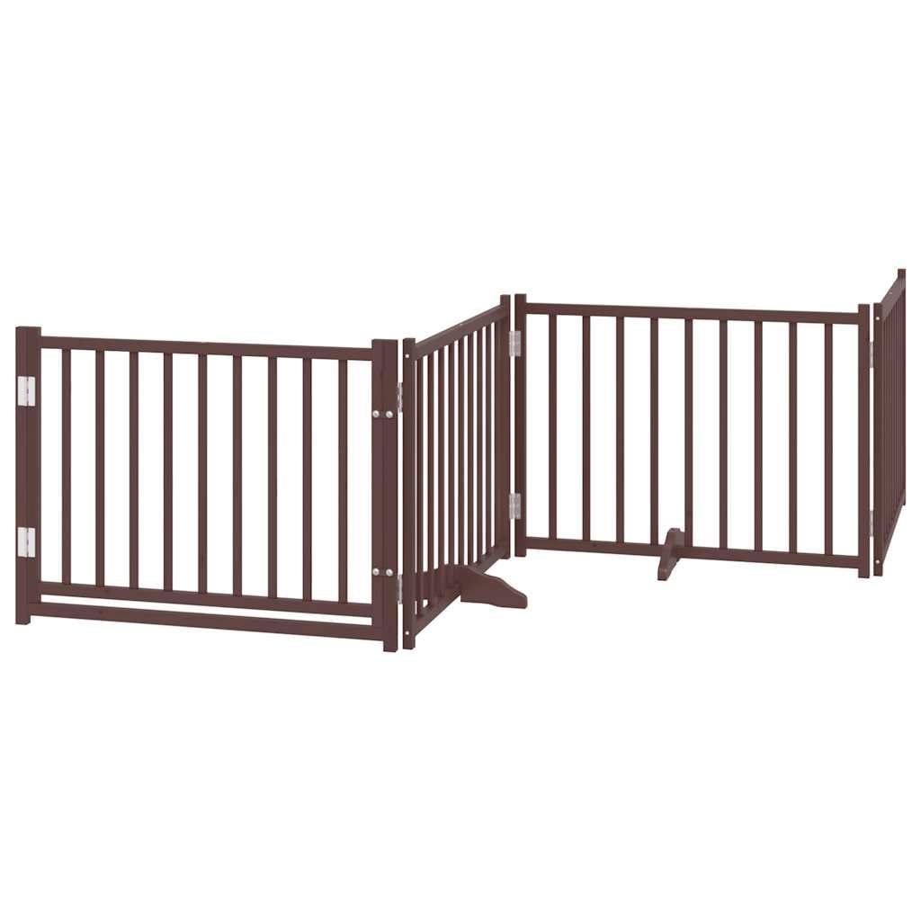 Homgoday Puerta de Perros Plegable 10 Paneles Madera álamo marrón 800 cm para Perros Plegable Valla para Mascotas Pequeña Barrera de Seguridad