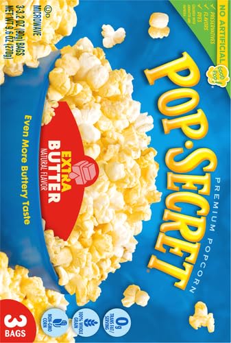 Image of Pop Secret Microwave Popcorn, Extra Butter Flavor, 3.2 Oz Sharing Bags, 3 Ct (Pack of 2)