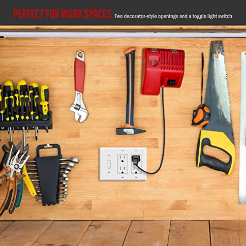 Enerlites Combination Single Toggle/Double Decorator Rocker Outlet Wall Plate, Standard Size 3-Gang Light Switch Cover (4.5" X 6.38"), Polycarbonate Thermoplastic, Ul Listed, 881132-W, White #TOP6