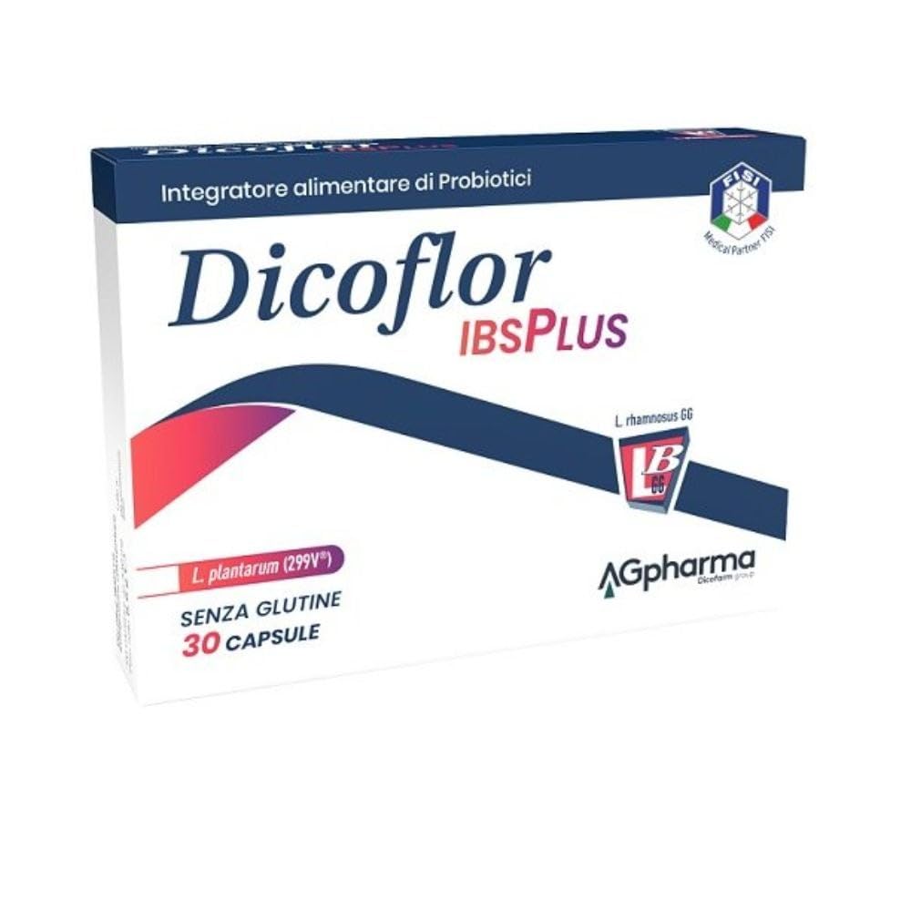 AGpharma Dicoflor IBS PLUS Integratore Alimentare a Base di Probiotici (L. Plantarum - L. Rhamnosus) 30 Capsule da 330 mg