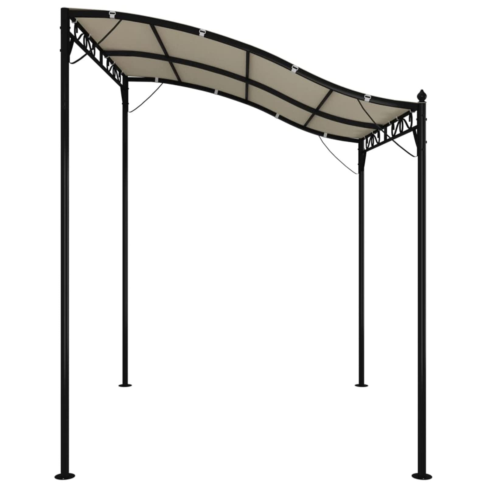 Tidyard Pérgola de Jardín Cenador Gazebo Cenador para Jardín Patio o Terraza con Techo,Toldo para Patio Terraza,Acero y Tela Color Crema 2x2,3 m 180 g/m²,Resistente al Agua y UV,Curvo