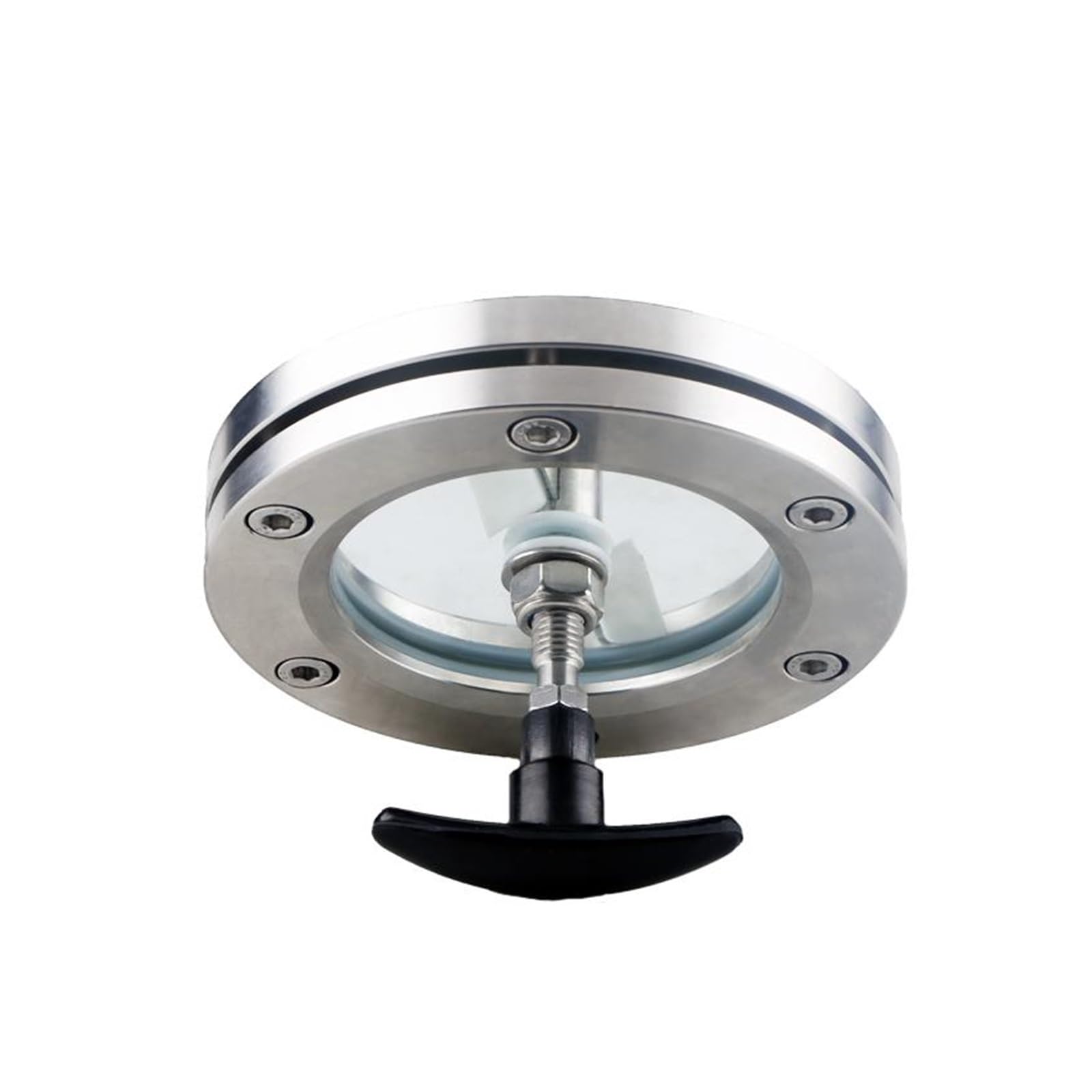 KACOME Stainless Steel Double Wiper Sight Glass with Double Wiper with Wiper Flange to clamp Glass Observation Mirror can Mirror Hole(304 Material DN150 Flange O D 210)