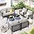VONZOY Metal Outdoor Patio Furniture Set, 7 Pieces Modern Outdoor Conversation Furniture Sets w/2 Coffee Table, Outside Furniture with High-Resiliency Sponge Cushions for Porch, Balcony, Backyard