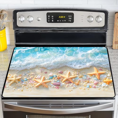 Image of Stove Top Cover for Electric Stove,Glass Stove Top Cover, Heat Resistant Glass Cooktop Cover, Stovetop Protector, Kitchen Decor, Dish Drying Mats Cover for Ceramic Washer Top 28.5x20.5 inch