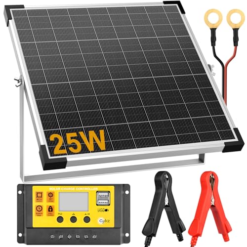 Solar Panel Kit 25W 12V, Monocrystalline Waterproof Solar Battery...