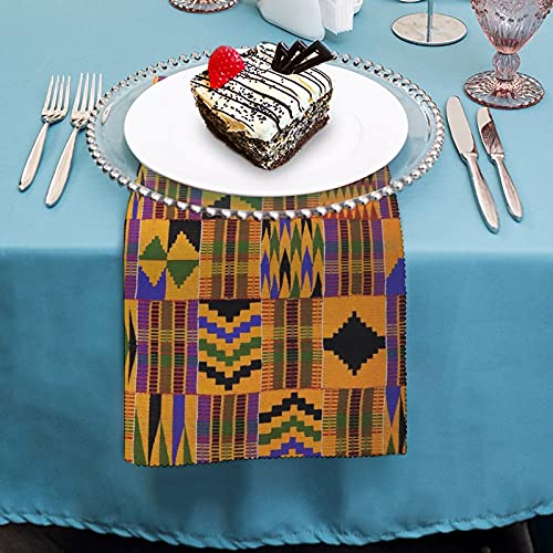 African Art_ Kente Cloth Dinner Napkins Cloth Set Washable Print Table Decorative For Everyday Use #TOP3