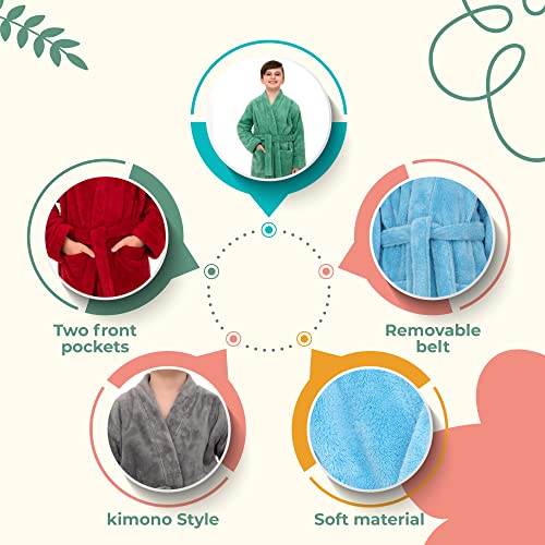 TowelSelections Boys Robe Kids Soft Plush Kimono Fleece Bathrobe2