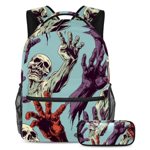 Ensemble cartable château d'Halloween, sac à dos scolaire et trousse enfants multicolore