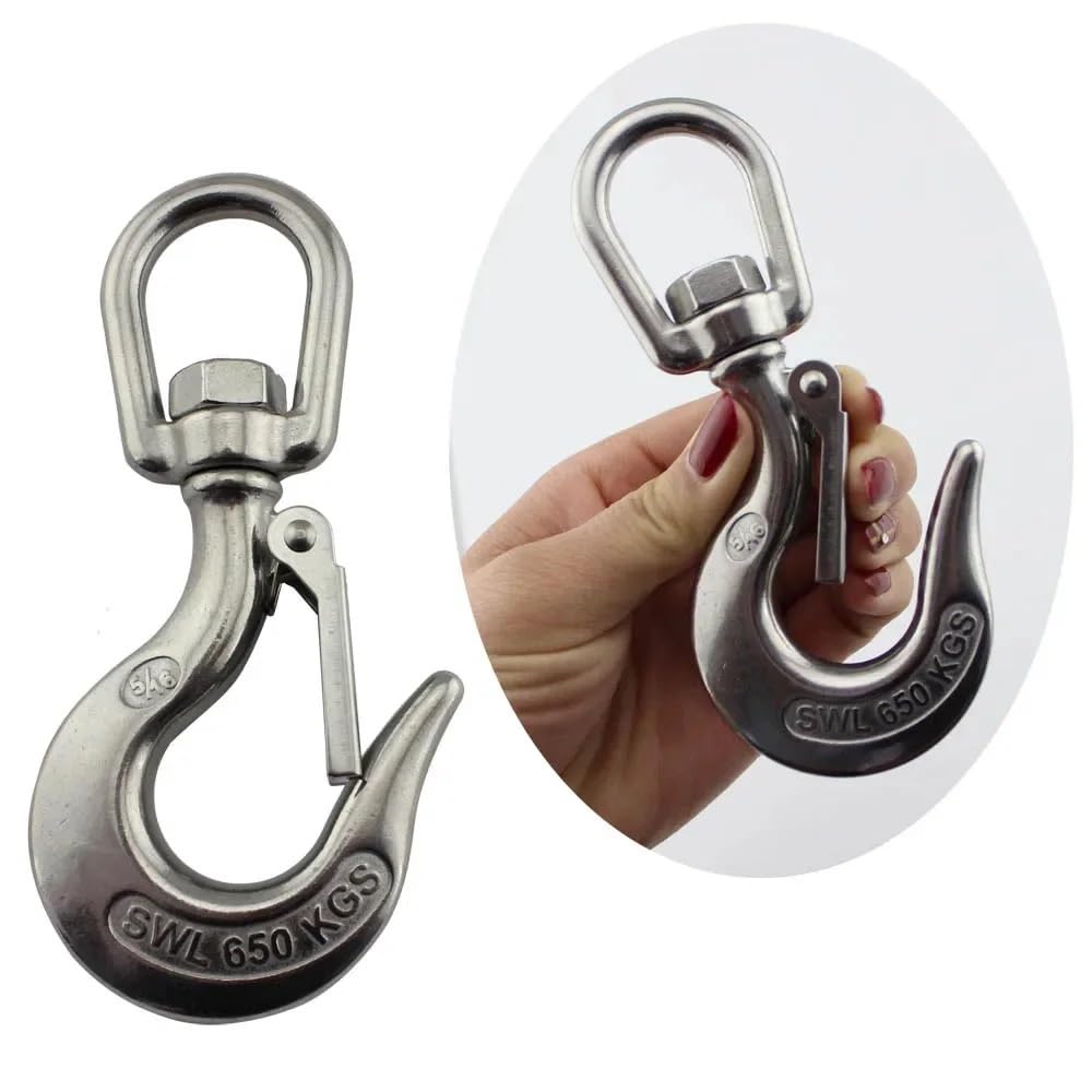 Ganci di Sollevamento, Gancio Girevole for paranco a Catena in Acciaio Inossidabile 304 Marino, Gancio for carico, a Scatto(1T)