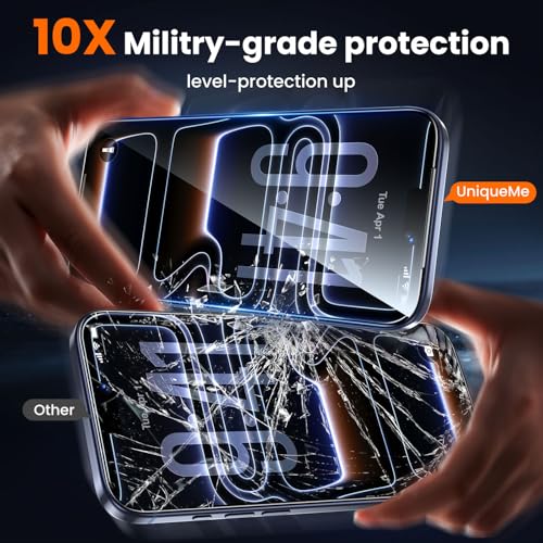Image of UniqueMe for iPhone 17 Pro Blue Light Blocking Screen Protector, 2 Pack | 6.3 inch, Anti-blue Light, Eye Protection, Bubble-Free, Tempered Glass, 9H+ Hardness, 3D Full-coverage, Easy Installation