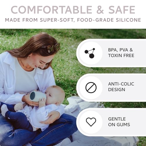 Image of MILK & WATER Baby Bottle Nipples w / Adaptor Ring, BPA & PVA-Free, 2Pack