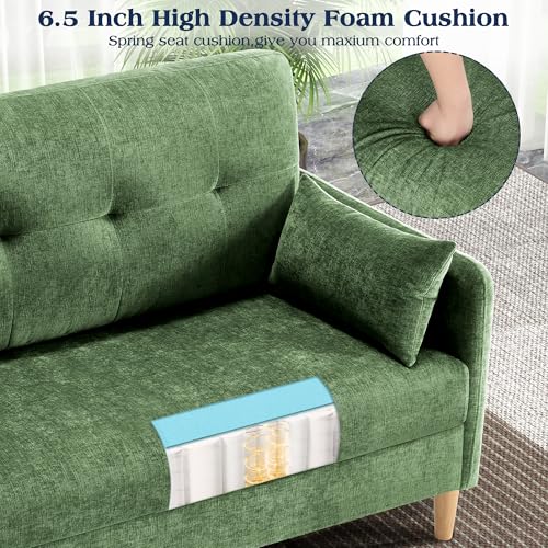 Image of Hanherry Loveseat Sofa, 47 inch Small Couch for Living Room, Comfy Chenille Fabric Love Seat for Bedroom with Throw Pillow,Removable Cushion Cover,Couches for Small Space,Apartment,Dorm