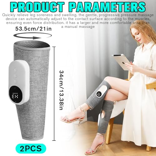 Masseur de compression jambe mollet chauffant et ajustable lot de 2