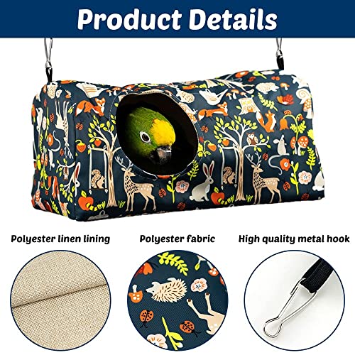 MiOYOOW Bird Nest Bed, Breathable Cockatiel Snuggle Hanging Hut Winter Parrot Hammock for Parakeet Budgies Lovebird Hamster Guinea Pig - Image 2