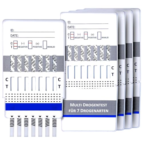5 x One+Step, test rapido antidroga (test multi-droga a 7 parametri). Per cocaina, cannabinoidi, metanfetamina, oppiacei, anfetamina, EDDP, benzodiazepine. Confezione da 5 pezzi