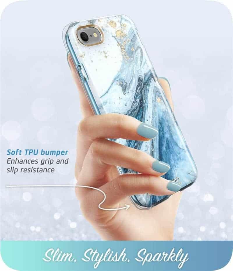 i-Blason Cosmo Series Designed for iPhone SE 2020 Case/iPhone 7 Case/iPhone 8 Case, [Built-in Screen Protector] Stylish Protective Bumper Case for iPhone SE (2020)/ iPhone 8/ iPhone 7 (Blue)