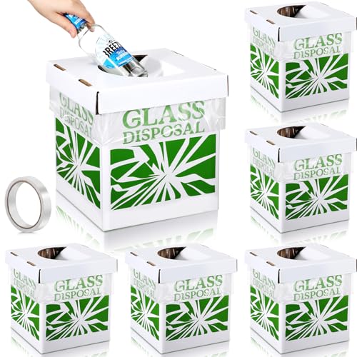 Image of Resurhang 6 Pcs Broken Glass Disposal Box 9 inch L x 9 inch W x 10 inch H Benchtop Model Laboratory Glass Disposal Cardboard Box Container Bins Trash Cans Cartons for Party Broken Bottle