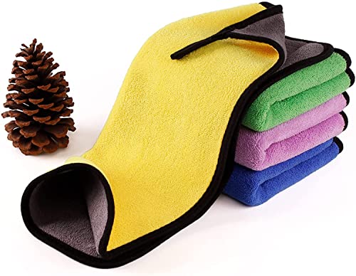 Image of Auto Hub Heavy Microfiber Cloth 500 GSM (Size 60cm x 40cm) /Pack of 4,for Car Cleaning and Detailing, Double Sided, Extra Thick Plush Microfiber Cloth Lint-Free, Color:- Mix, Multi Color