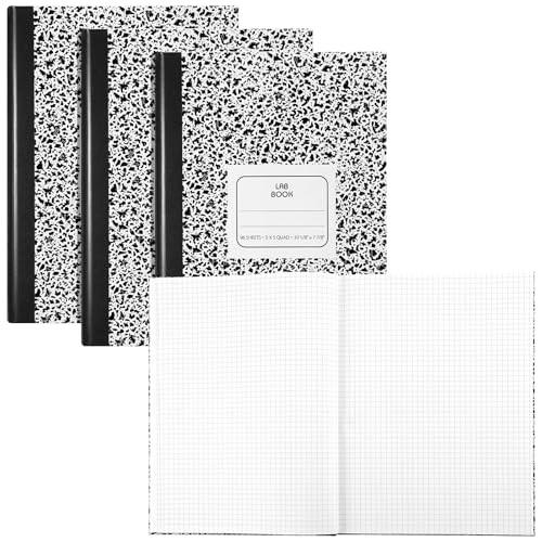 Cahier à petits carreaux 5x5 noir marbré lot de 3 pour labo