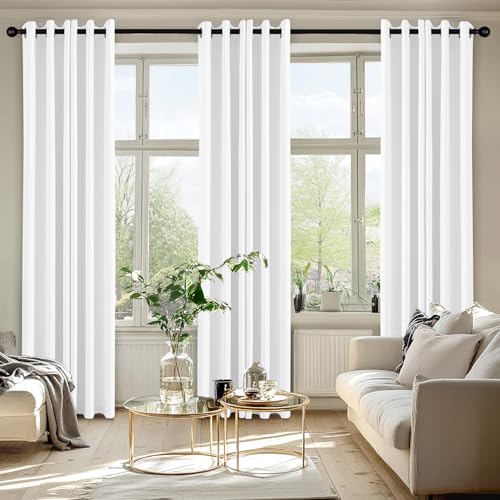 Image of MIULEE Blackout Curtains for Bedroom Living Room 2 Panels, Thermal Insulated Room Darkening Drapes Grommet Noise Reducing Light Blocking Window Treatments 72 Inches Long 34x72 Inch Pure White