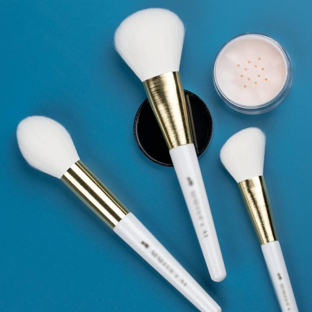 Juego De 14 Brochas De Maquillaje De Pelo Sintético - Chic Beauty Tools - Base De Maquillaje En Polvo, Contorno, Sombra De Ojos con Bolsa De Almacenamiento, Caja De Broch,