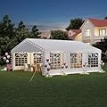 EROMMY 20x20ft Party Tent, Heavy Duty Large Wedding Canopy Outdoor Carport with 6 Removable Sidewalls, 2 Roll-up Doors, 2 Storage Bags, Gazebo Shelter Tent for Party Event Commercials, White