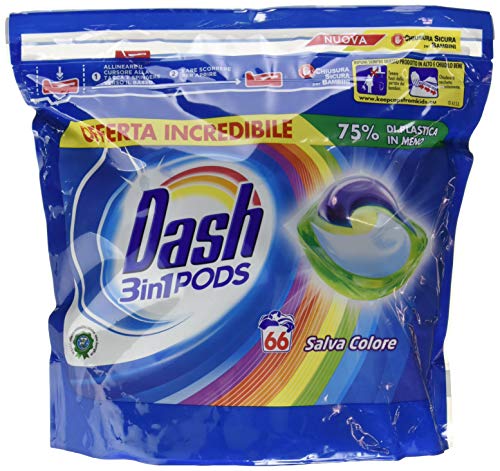 Dash All in 1 Pods Detergente para lavadora en cápsulas Salva Color Maxi Formato 2 x 66, 132 lavados