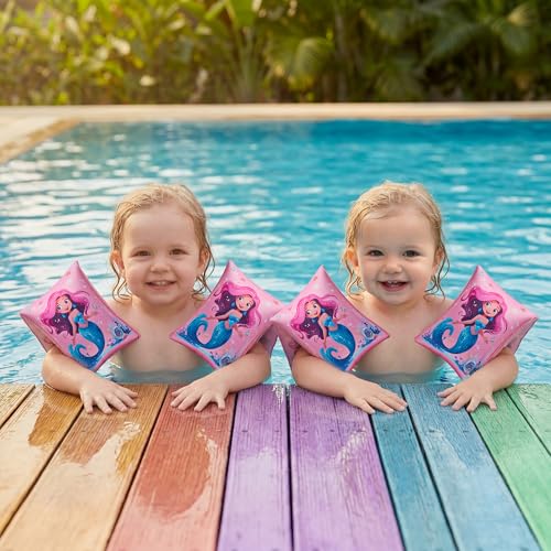 Arm Floaties for Kids, 2 Pack Inflatable Pool Floaties, Soft Fabric-Covered Arm Bands for Toddlers 3-5-6-12 Years, Swimming Floater Sleeves for Children, Pink by PARENTSWELL - Image 7