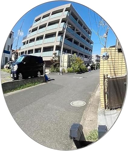 FANAHOKO ガレージミラー貼り付けタイプ カーブミラー家庭用 曲面率:380R 丸型 直径:25.5cm 2枚 強力両面テープ付き