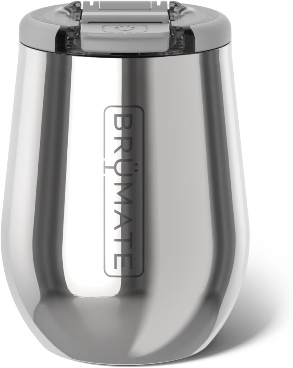 BrüMate Uncork’d 14oz 100% Leakproof Insulated Wine Tumbler | Locking Lid | Insulated Stainless Steel Wine Glass | Perfect For Travel & Outdoors | BPA-Free (Polished Stainless)