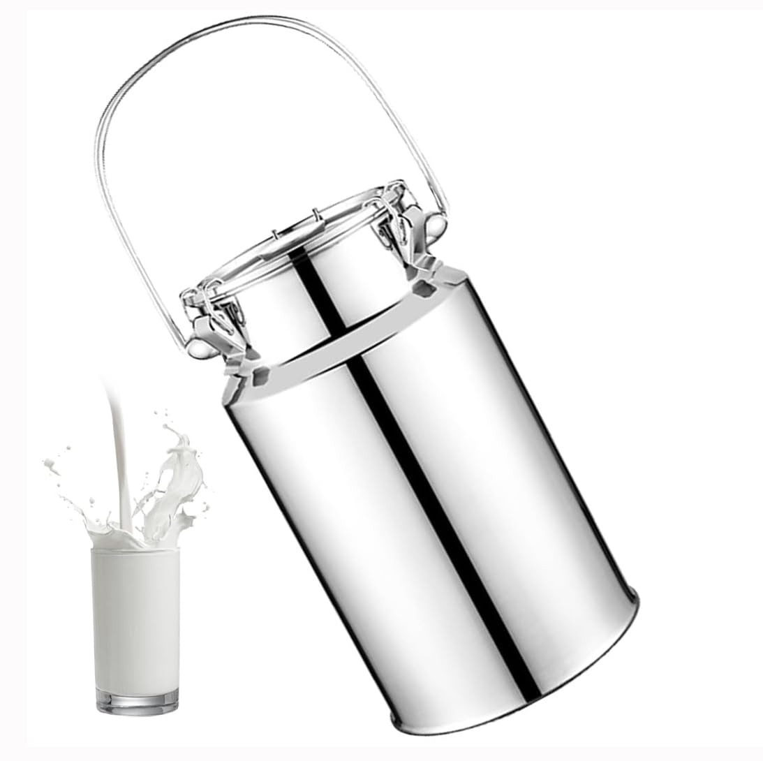 lechera Acero Inoxidable 3/5/10/15 litros Jarra de Transporte de Acero Inoxidable bidón de Leche Sellado con Tapa/asa Grande bidones Transporte/Cubo para Transportar Almacenar Leche(A,15L)