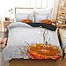 Zestaw podwójnej kołdry w kolorze biało-pomarańczowym 110 g/㎡ pościel z mikrofibry + 2 poszewki na poduszki, super miękka pościel, zestaw na podwójne łóżko, uniwersalny, dla chłopców i dziewcząt, nastolatków