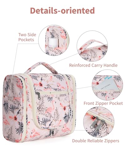 Image of Hanging Travel Toiletry Bag Cosmetic Make up Organizer for Women and Men, Beige Bird (Large),