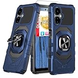 TJS Funda compatible con Boost Mobile Celero 5G 2024 (3ª versión), con protector de pantalla de vidrio templado, anillo de metal, soporte magnético, resistente protección contra caídas (azul)